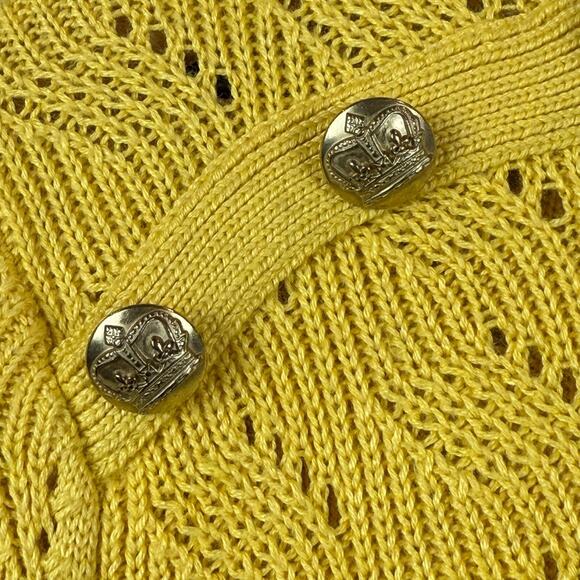 Talbots Sweater Womens Large Yellow Black Striped Cable Knit Long Sleeve Classic - Picture 7 of 9